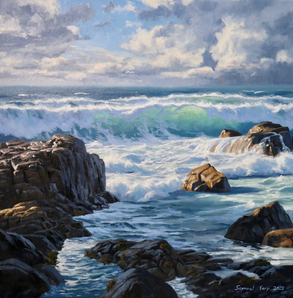 A Rocky Shore, Crashing Waves